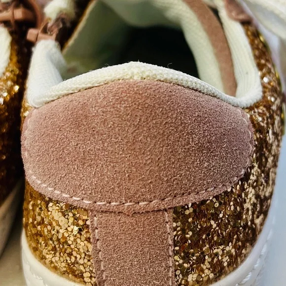 ♥️HP HOO Mia Star Glitter Sneakers Sz 11 Rose Gold Pink Easy Zip & Velcro NWOT - Picture 6 of 9
